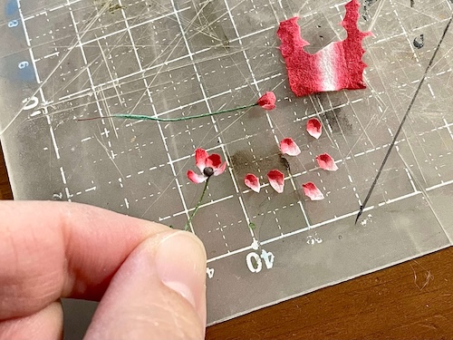 アネモネの花びら付け