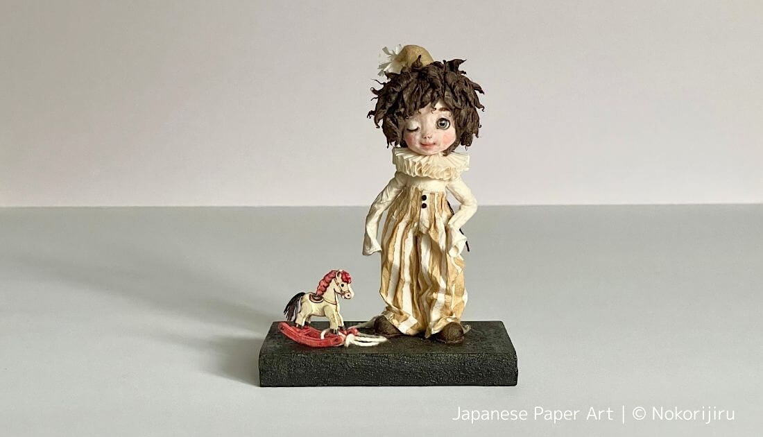 和紙人形『木馬とピエロ』が生まれるまで｜ラフスケッチから完成までの