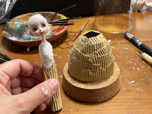 ボール紙でプリンセスラインのドレス土台を作る工程