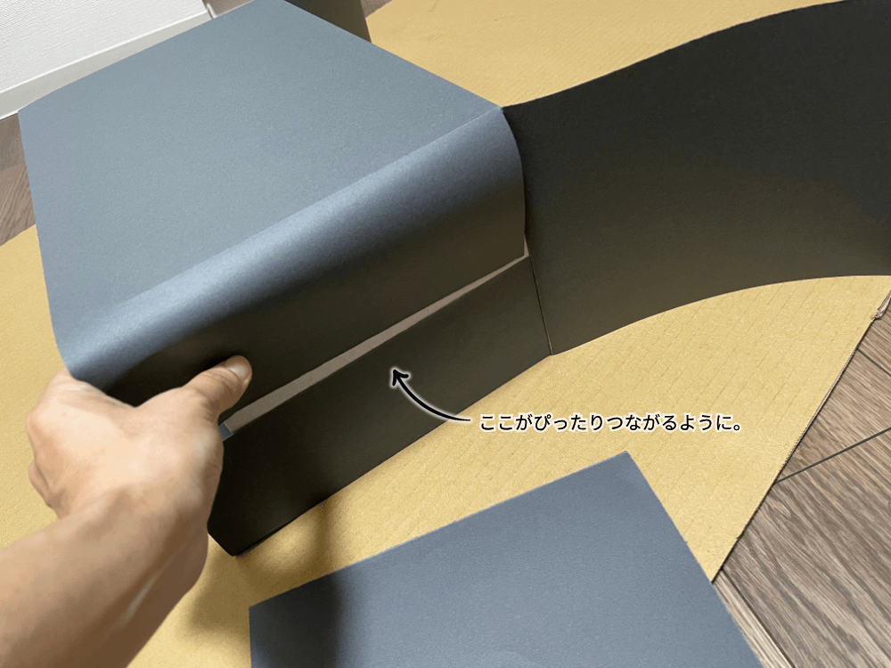 側面(短)側への折り返し部分の処理